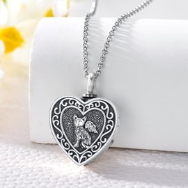 PELOVNY Cat Urn Locket Necklace for Ashes and Pictures 925 Sterling Silver Pet Heart Photo Locket Ashes Necklace Cremation Memorial Keepsake Jewelry for Women Cat Lovers