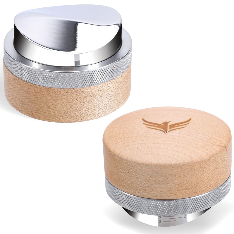 KNODOS Espresso Distribution Tool 58.5mm Maple Coffee Distributor Adjustable Depth