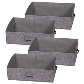 TENABORT 4 Pack Trapezoid Large Foldable Closet Storage Bins with Handle, Fabric Storage Organizer Cube Cloth Containers Linen Box Shelf Baskets for Clothes Clothing Shelves Wardrobe