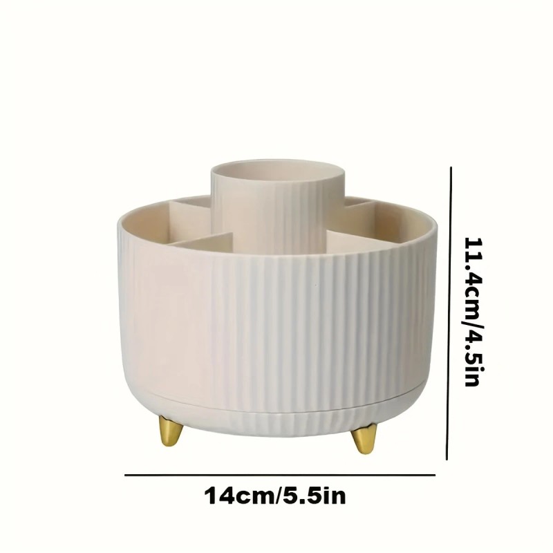 360 Rotating Makeup Organizer-1pc Plastic Cosmetic Storage 5 Compartments Eco-Friendly