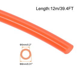 Rebower Pneumatic Tubing Pipe,8mm x 5mm Orange PU Polyurethane Tube,39.4FT 12M,PU Air Line Tubing Hose Tubes for Air Compressor,Fluid Transfer,Air Brake