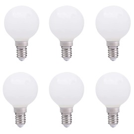 E12 3W LED Light Bulbs G50/G16.5 Globe Light Bulbs 30 Watt Equivalent Daylight White 6500K E12 Candelabra Base Glass Round Vanity Light Bulbs for Mirror Makeup Bathroom, 6 Pack