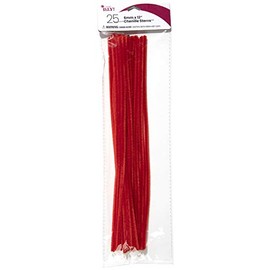 Cousin DIY Red Chenille Pipe Cleaners, 6mm x 12 inch, 25 Pack