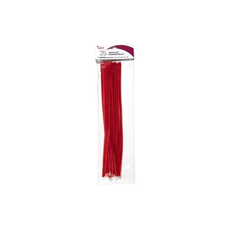 Cousin DIY Red Chenille Pipe Cleaners, 6mm x 12 inch,