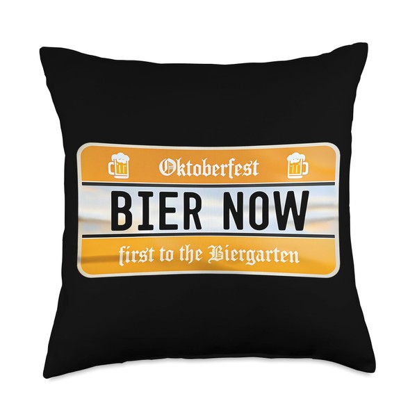 Oktoberfest Bier Now First To Biergarten Funny Licence Plate Throw