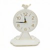 Vintage 10-Inch Cream White Table Clock with Bird Sculpture, Rustic