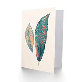 Wee Blue Coo Primary Coloured Exotic Leaves Greeting Card With Envelope Inside Premium Quality
