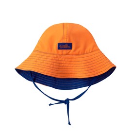 UV SKINZ UPF50+ Baby Boy Reversible Sun Hat-Navy Blue/Orange-3T