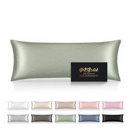 DKBslik Silk Body Pillow Cases, Mulberry Silk Body Pillow Cover with Zipper, Smooth, Anti Acne, Cooling Sleep Both Sides Natural Silk Satin 20x54 Body Pillowcase, Gifts for Women Men, Sage Green