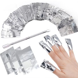GOODCHI Nail Remover Disposable with Cotton Aluminum Foil Gel Off Remover Gel Nail Supplies with Cuticle Pusher (100)