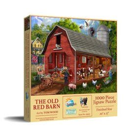 SUNSOUT INC - The Old Red Barn - 1000 pc Jigsaw Puzzle by Artist: Tom Wood - Finished Size 20" x 27" - MPN# 23037