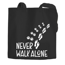 MoonWorks Jute Bag Never Walk Alone Dog Paws Dog Paw Prints Dog Owner Cotton Bag Fabric Bag Carry Bag, Walk 1 Black