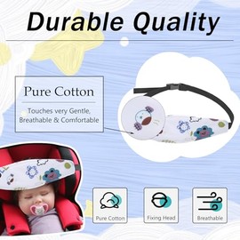 Paquete de 2 correas para la cabeza de bebé para asiento de coche, alivio del cuello, correa de apoyo para la cabeza del asiento de coche para niños pequeños y niños (blanco)