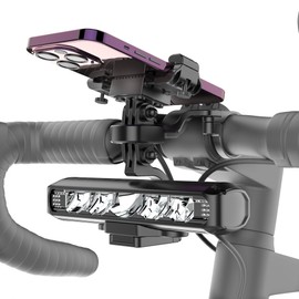 UPPEL Bike Light + Bike Phone Holder 2 in 1 USB C Port Charging 8000mah 2600 Lumens 5 LEDs 4 Lightning Modes Easy Installation Bike Headlight and Bike Phone Mount Best for Night Riding, Black