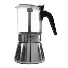 London Sip Glass and Stainless Steel Stovetop Espresso Maker Moka Pot Italian Coffee Percolator, Glass, Small (5.07 oz)