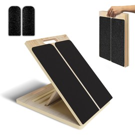 Adjustable Portable Wooden Slant Board for Calf Stretching and Squats - Calf Stretcher for Physical Therapy - Alternative Squat Wedge Block - Incline Board with Pair Anti-Slip Replacement