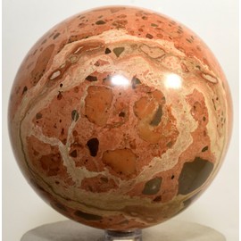 HQRP Big 3.6" 2.4LB Leopardite Jasper Sphere Natural Leopard Skin Crystal Quartz Ball Polished Gemstone Mineral Specimen from Peru + Plastic Stand