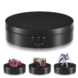 L'QECTED Electric Rotary Table, 360° Small Electric Turntable, Diameter 5.4 inches (13.8 cm), Load Capacity: 6.6 lbs (3 kg), Adjustable Direction, Angle, Low Noise Electric Rotation, For Exhibition/Figures/Photography (Black, 5.4 inches (13.8 cm)