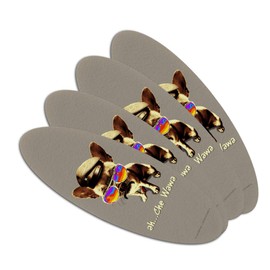 Ah Che Wawa Chihuahua Dog Vintage Retro Double-Sided Oval Nail File Emery Board Set 4 Pack