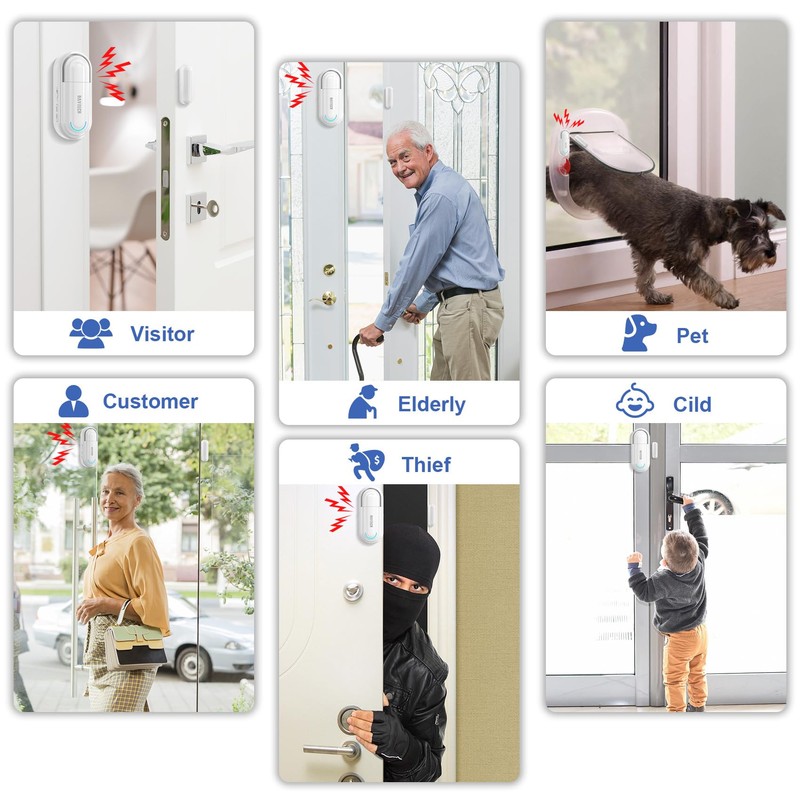 DAYTECH Door Alarm with Remote, 0-120dB Door Alarm Sensor When