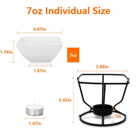 Luvan 7oz Butter Warmers for Seafood with 20 Tealight,4Pcs Ceramic Butter Warmers Set for Chocolate Butter Cheese,Ceramic Bowl Oven Microware Dishwasher Safe,Perfect for family dip Fruit,Dessert,Snack