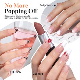 UNA GELLA Gel Nail Glue, Solid Nails Gl ue Gel 40g Lamp Curing Needed Soak Off G LUE Strong Nail G LUE G el for Acrylic Fake Nails Tips Extension Press On Nails for Gelly Tips