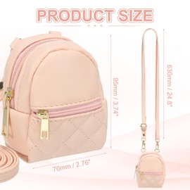 PATIKIL Mini Backpack Cute Cosmetic Bag for Women, PU Leather Creative Crossbody Bag with Lanyard for Makeup Key Card Data Cable Organizer Zipper Coin Pouch, Light Pink