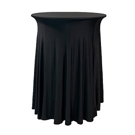 YOUR CHAIR COVERS - Spandex Wavy 30 Inch Highboy Cocktail Round Table Cover Stretchable Table Cover - Black