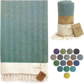 Smyrna Herringbone Series Original Turkish Beach Towel | 100% Cotton, Prewashed, 37 x 71 Inches | Peshtemal and Turkish Bath Towel for SPA, Beach, Pool, Gym and Bathroom (Army Green)