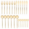 24Pcs Gold Silverware Set Knife Fork Spoon Rustproof Stainless Steel
