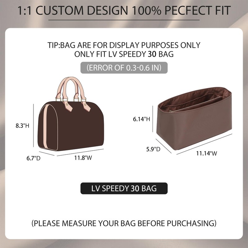 Doxo Waterproof Nylon Purse Organizer Insert for LV Speedy 30,