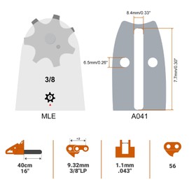 Savior 16 Inch Replacement Chainsaw Bar & R56 Chain, 3/8"LP Pitch, .043" Gauge, 56 Drive Links, Fits EGO Power+, Echo, Craftsman, Poulan, Homelite, Husqvarna, Ryobi And More (623000), 3 Chains+ 1 Bar