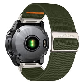 JIAMEER 22mm Quick Fit Elastic Nylon Watch Band for Garmin Fenix 8 47mm / Fenix 7 / Fenix 6 / Fenix 5/ Fenix E Band,Soft Stretchy Nylon Loop Strap for Epix Pro 47mm/Forerunner 955 (green)