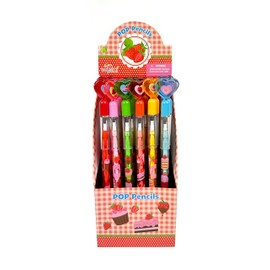 TINYMILLS 24 Pcs Assorted Strawberry Stackable Pencil Assortment with Eraser for Party Favors Goodie Bag Stuffers VBS Classroom Rewards Carnival Prize Strawberry Farm Party