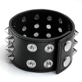 Eigso Punk Leather Cuff Studded Bracelet for Men Women Retro Vintage 80s Wristbands for Man Woman Rock Metal Wristlet for Man Woman