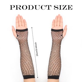PEUTIER Long Fingerless Mesh Gloves, Long Mesh Gloves, Rhinestone Mesh Arm Warmers, Black Mesh Rhinestone Gloves, 80s Costume Accessories for Women, Girls, Party, Cosplay, Graduation, black