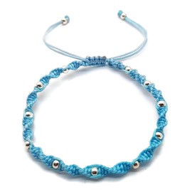 MYSTIC JEWELS Kabbalah Coloured Wire Bracelet with Balls, Amulet, Evil Eye, Good Luck, Turquoise, No metal