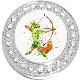 NewCharms Robin Hood Bow and Arrow Watercolor Purse Hanger with Bling - Keeps Your Bag Off The Floor and Folds to Fit in Your Handbag