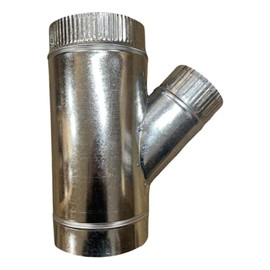 PlumberStop - 4 x 3 Single Wall Galvanized Chimney Flue Vent Pipe Reducing Wye - 26 GA