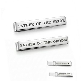 Father Of The Groom and Bride Gifts Groomsmen Gifts from Bride Wedding Tie Clip White Gold Plated Tie Clips Stainless Steel Tie Bars