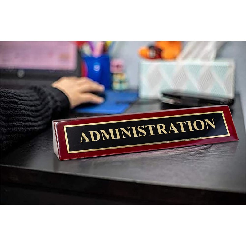 Piano Finished Rosewood Standard Engraved Desk Name Plate 'Administration', 2"