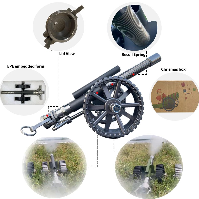 New British Mini Firecracker Cannon, 304 Stainless Steel with Recoil