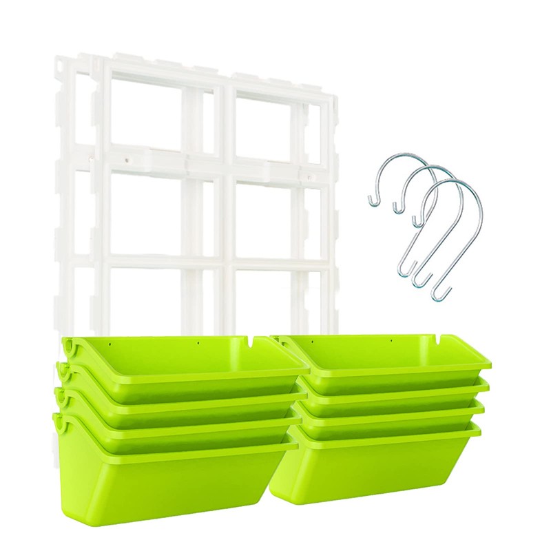 ILWorkTLs 8 Pockets Vertical Planters,Wall Mounted Plastic Plant Grow Pots,Wall