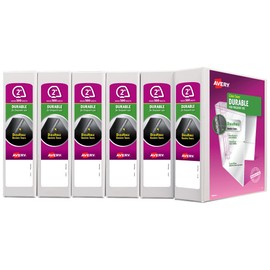 Avery Durable View 3 Ring Binder, 2 Inch Slant Rings, 6 White Binders (17032)