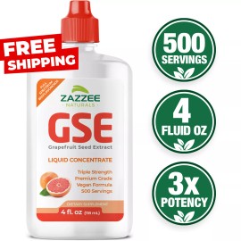 Zazzee GSE Grapefruit Seed Extract 4 Oz, 300 mg, 500 Servings, Triple Strength