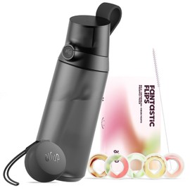 air up Click Midnight Black Drinking Bottle 600 ml - Starter Pack with 5 Capsules, Straw Brush and Twogo Case in Black, Sugar-Free, BPA-Free