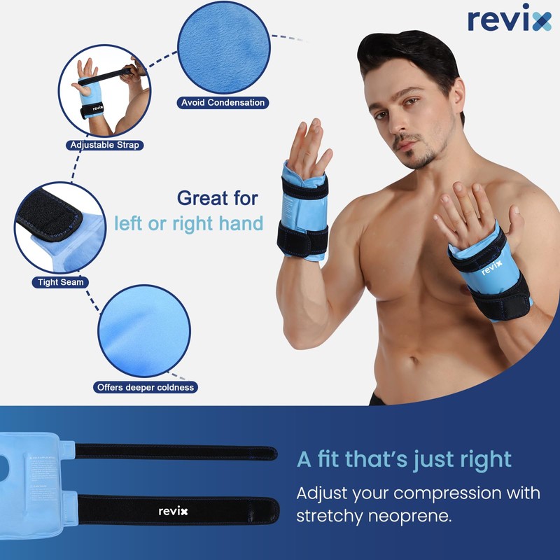 REVIX Wrist Ice Pack Wraps for Carpal Discomfort Soothing (2-Piece