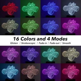 APNYZS 3D Monster Trucks Night Light for Boys,LED Illusion Lamp with 16 Colors Monster Truck Shape Children's Room Bedroom Decorations Cool Gadget Perfect Xmas Birthday Gift for Boy Kids (1)