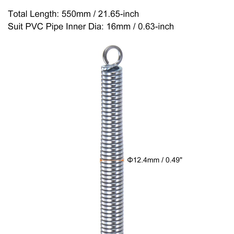 HARFINGTON PVC Spring Tube Bender 12.4mm OD 550mm Long Zinc