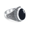 LeCalla 925 Sterling Silver Men's Ring with Black Onyx Stone